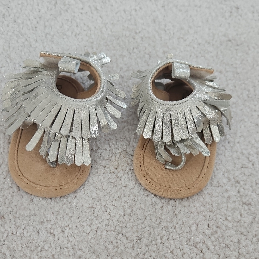 Rising Star Silver Fringe Kids Sandals